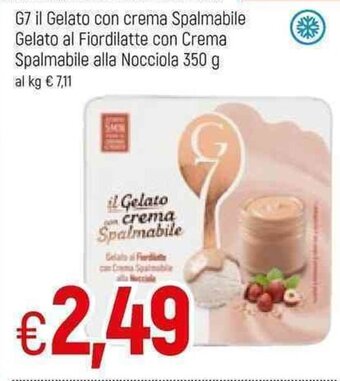 Famila G7 il Gelato con crema Spalmabile Gelato al Fiordilatte con Crema Spalmabile alla Nocciola 350g offerta