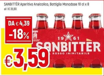 Famila Sanbitter Aperitivo Analcolico, Bottiglia Monodose 10cl x 8 offerta