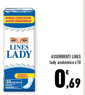 Conad ASSORBENTI LINES lady anatomico x 10 offerta