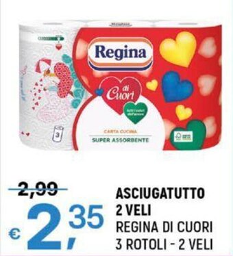 A&O ASCIUGATUTTO 2 VELI REGINA DI CUORI 3 ROTOLI - 2 VELI offerta