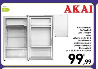 Spazio Conad FRIGORIFERO DA TAVOLO AKFR104SW ΑΚΑΙ volume netto 84 1, luce interna, piedini regolabili, offerta