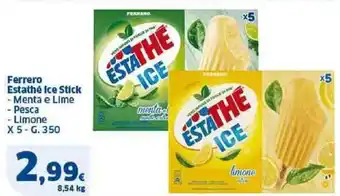 Sigma Ferrero Estathé Ice Stick - Menta e Lime - Pesca - Limone X 5 - G. 350 offerta