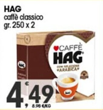 Quick Sisa HAG caffè classico gr. 250 x 2 offerta