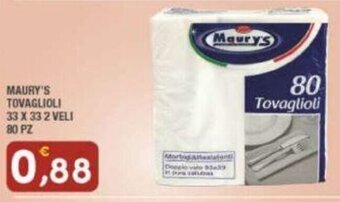 Maury's MAURY'S TOVAGLIOLI 33 X 33 2 VELI 80 PZ offerta
