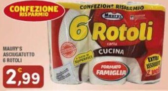 Maury's MAURY'S ASCIUGATUTTO 6 ROTOLI offerta