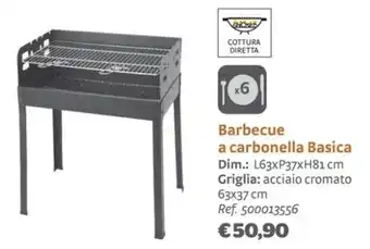 Barbecue a carbonella Basica L63xP37xH81 cm