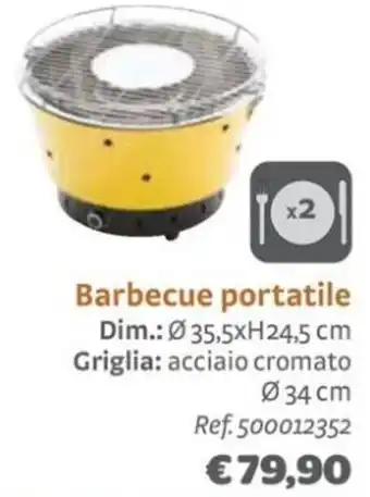 Bricocenter Barbecue portatile Ø35,5xH24,5 cm offerta