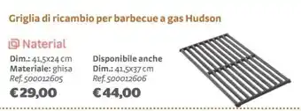Griglia di ricambio per barbecue a gas Hudson 41,5x24 cm