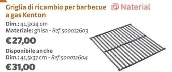 Bricocenter Griglia di ricambio per barbecue Naterial a gas Kenton 41,5x24 cm offerta