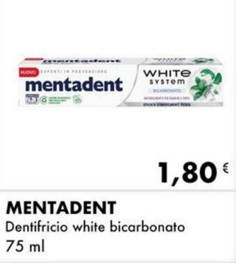 Iper Tosano MENTADENT Dentifricio white bicarbonato 75 ml offerta