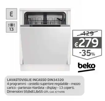 GRANCASA LAVASTOVIGLIE INCASSO DIN34320 offerta