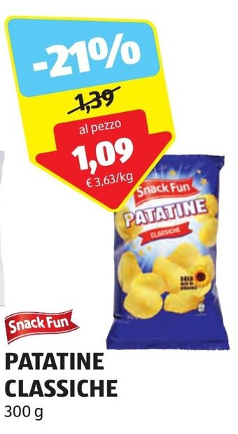 ALDI Snack Fun PATATINE CLASSICHE 300 g offerta