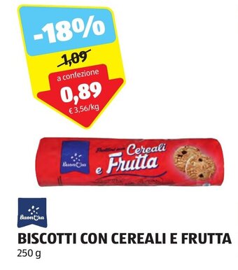 ALDI Buon Ora BISCOTTI CON CEREALI E FRUTTA 250 g offerta