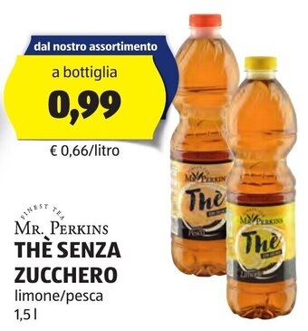 ALDI MR. PERKINS THÈ SENZA ZUCCHERO limone/pesca 1,5 l offerta