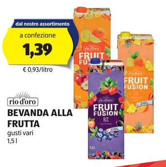 ALDI rio d'oro BEVANDA ALLA FRUTTA gusti vari 1,5 l offerta