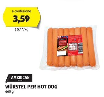 ALDI AMERICAN WÜRSTEL PER HOT DOG 660 g offerta