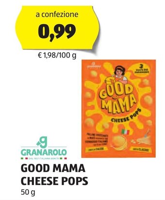 ALDI GRANAROLO GOOD MAMA CHEESE POPS 50 g offerta