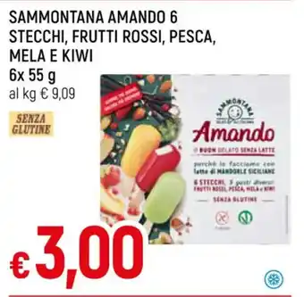 IperFamila SAMMONTANA AMANDO 6 STECCHI, FRUTTI ROSSI, PESCA, MELA E KIWI 6 x 55 g offerta