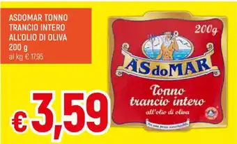 IperFamila ASDOMAR TONNO TRANCIO INTERO ALL'OLIO DI OLIVA 200 g offerta
