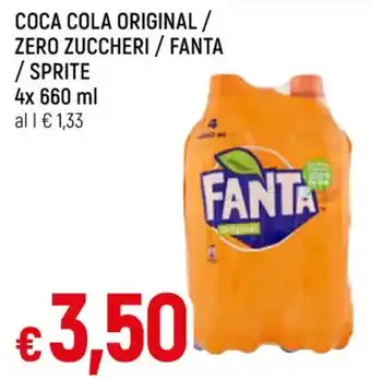 IperFamila COCA COLA ORIGINAL/ ZERO ZUCCHERI / FANTA / SPRITE 4x 660 ml offerta