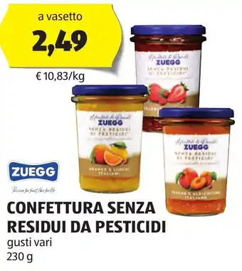 ALDI ZUEGG CONFETTURA SENZA RESIDUI DA PESTICIDI gusti vari 230 g offerta