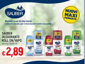 IperFamila SAUBER DEODORANTE ROLL ON/VAPO vari tipi 70/90 ml offerta