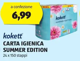 ALDI kokett CARTA IGIENICA SUMMER EDITION 24 x 150 stappi offerta