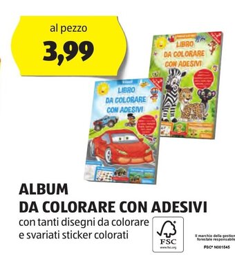 ALDI ALBUM DA COLORARE CON ADESIVI offerta