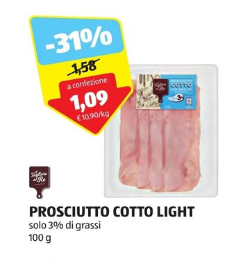 ALDI PROSCIUTTO COTTO LIGHT solo 3% di grassi 100 g offerta