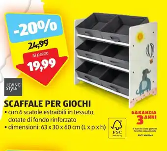 ALDI LIVING STYLE SCAFFALE PER GIOCHI offerta