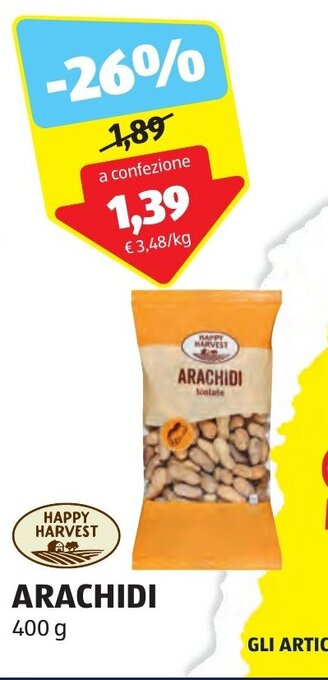 ALDI HAPPY HARVEST ARACHIDI 400 g offerta