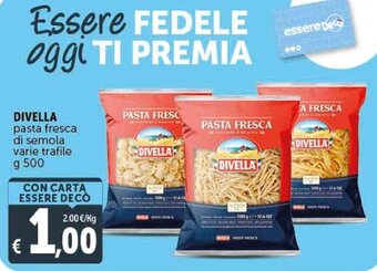 Deco Supermercati DIVELLA pasta fresca di semola varie trafile g 500 offerta