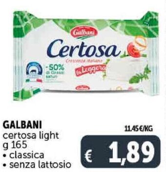 Deco Supermercati GALBANI certosa light g 165 offerta