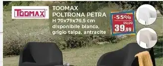 Happy Casa Toomax poltrona da esterno petra antracite - h70x79x76,5 cm offerta