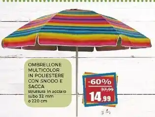 Happy Casa Ombrellone con snodo multicolor con sacca - diametro 220 cm offerta