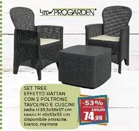 Happy Casa Progarden - poltrone con tavolino antracite - set tree offerta