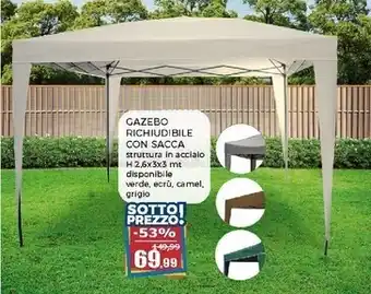 Happy Casa Gazebo richiudibile telo ecrù con sacca - h260x300x300 cm offerta