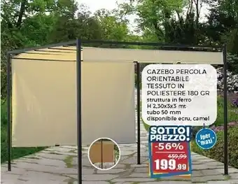 Happy Casa Gazebo pergola orientabile 3x3mt telo ecrù offerta