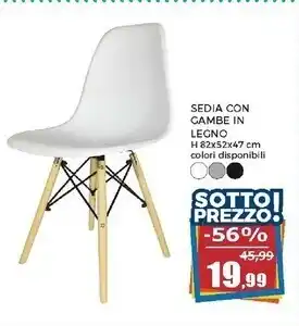 Happy Casa Sedia bianca con gambe in legno - h82cm offerta