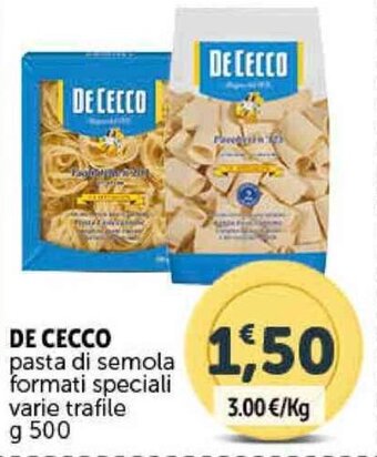 Deco Supermercati DE CECCO pasta di semola formati speciali varie trafile g 500 offerta