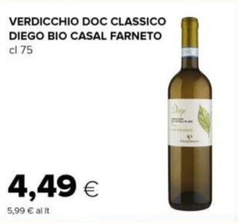 VERDICCHIO DOC CLASSICO DIEGO BIO CASAL FARNETO cl 75