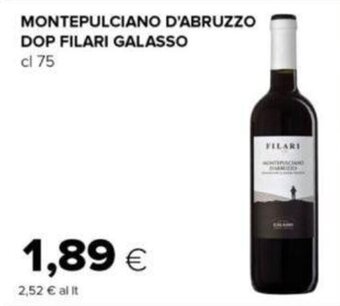 Oasi MONTEPULCIANO D'ABRUZZO DOP FILARI GALASSO cl 75 offerta