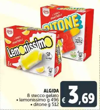 Deco Supermercati ALGIDA 8 stecco gelato lemonissimo g 496 • ditone g 512 offerta