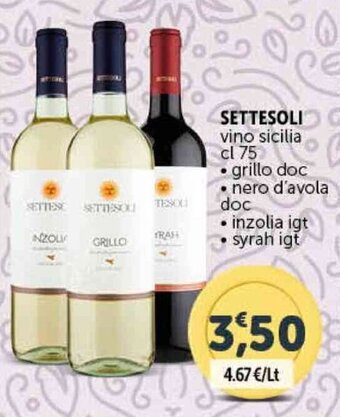 Deco Supermercati SETTESOLI vino sicilia cl 75 offerta
