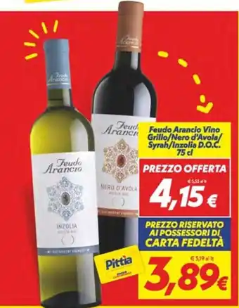 Iper Super Conveniente Feudo Arancio Vino 75 cl offerta
