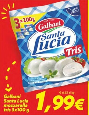 Iper Super Conveniente Galbani Santa Lucia mozzarella tris 3x100 g offerta