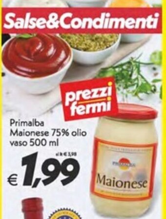Iper Super Conveniente Primalba Maionese 75% olio vaso 500 ml offerta