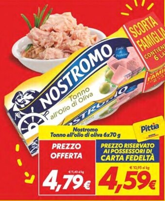 Iper Super Conveniente Nostromo Tonno all'olio di oliva 6x70 g offerta