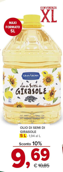Todis OLIO DI SEMI DI GIRASOLE 5 L offerta
