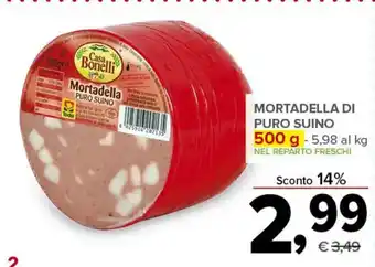 Todis MORTADELLA DI PURO SUINO 500 g 500 g-5,98 al kg offerta